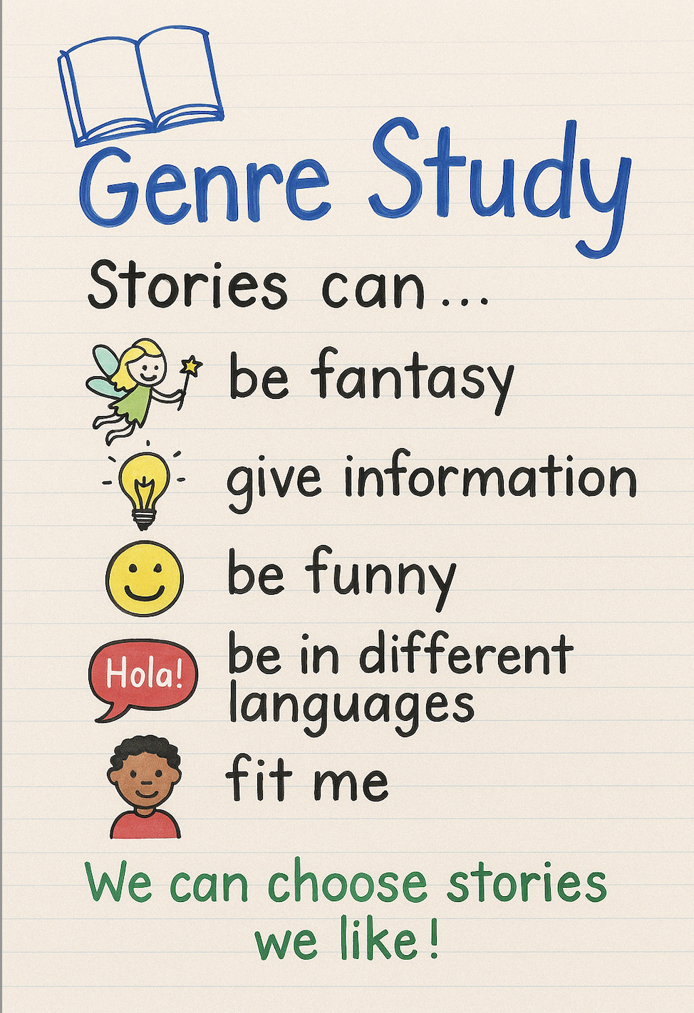 genre study anchor chart